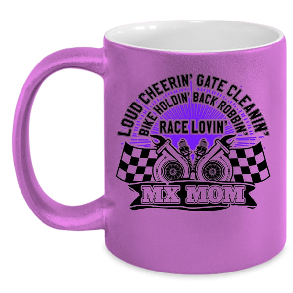 MX Mom Coffee Mug, Bike Holding Race Loving Accent Mug