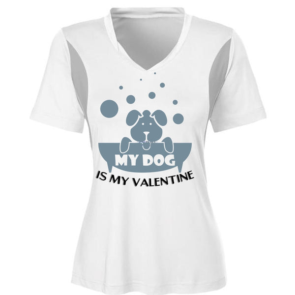 My Dog Is My Valentine T Shirt, My Favorite T Shirt, Cool Shirt (Ladies LS Heather V-Neck)