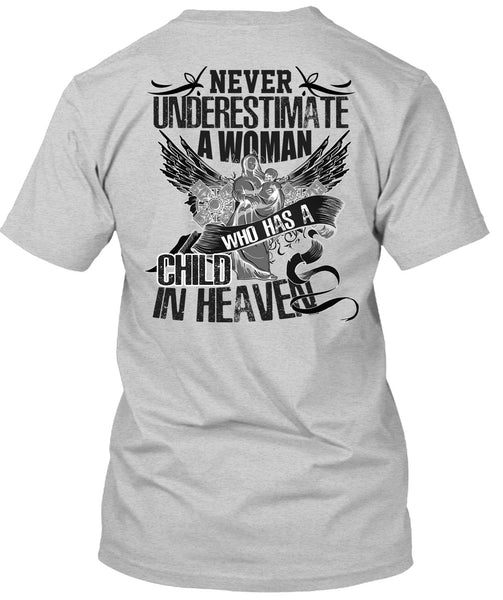 Woman Who Has A Child In Heaven T Shirt, I Love Mom T Shirt