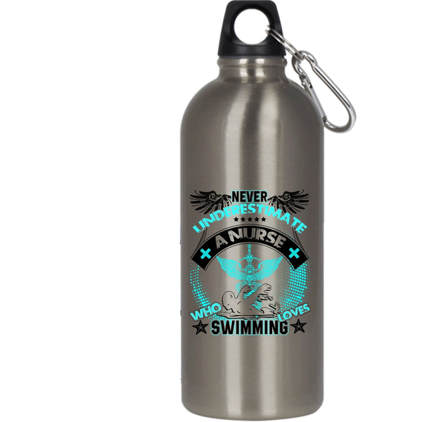 A Nurse Loves Swimming 20 oz Stainless Steel Bottle,Funny Gift For Nurses Outdoor Sports Water Bottle