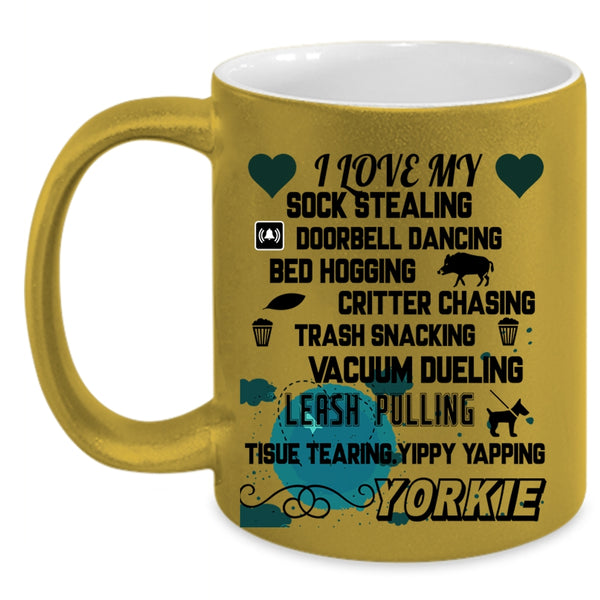 Cute Gift For Yorkie Owner Coffee Mug, I Love My Yorkie Accent Mug