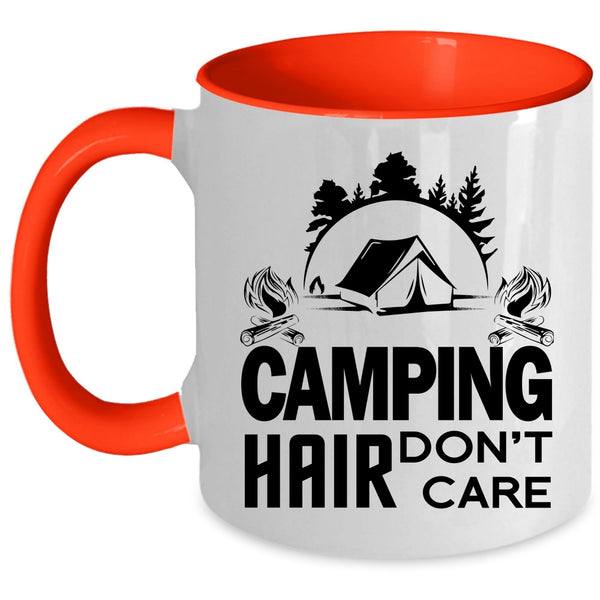 Funny Gift For Camper Coffee Mug, Camping Hair Don't Care Accent Mug
