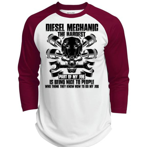 Diesel Mechanic The Hardest T Shirt, I Love Mechanic T Shirt, Awesome T-Shirts  (Polyester Game Baseball Jersey)