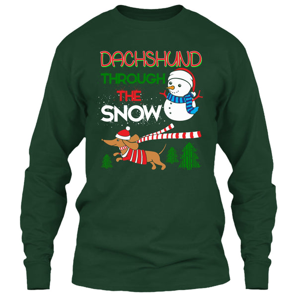 Dachshund Through The Snow T Shirt, Coolest Merry Christmas T Shirt