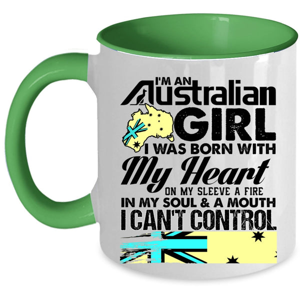 I Was Born With My Heart Coffee Mug, I'm An Australian Girl Accent Mug