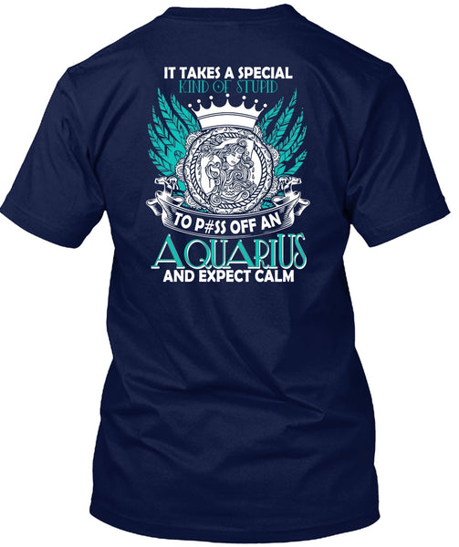 Aquarius And Expect Calm T Shirt, Kind Of Stupid T Shirt
