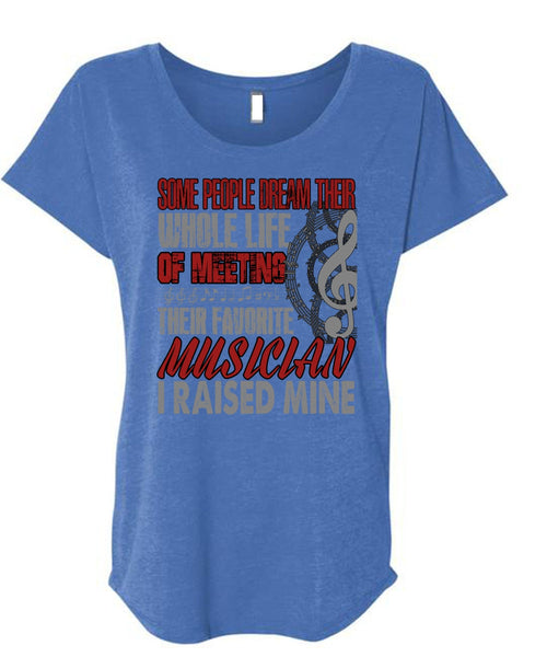 Meeting Their Favorite Musician T Shirt, Being A Musician T Shirt, Cool Shirt (Ladies' Triblend Dolman Sleeve)