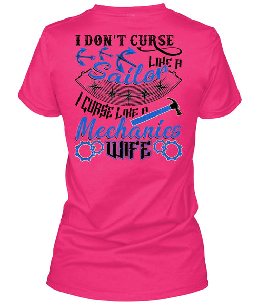 I Don't Curse Like A Sailor T Shirt, Like A Mechanics Wife T Shirt, Cool Shirt (Ladies LS Heather V-Neck)