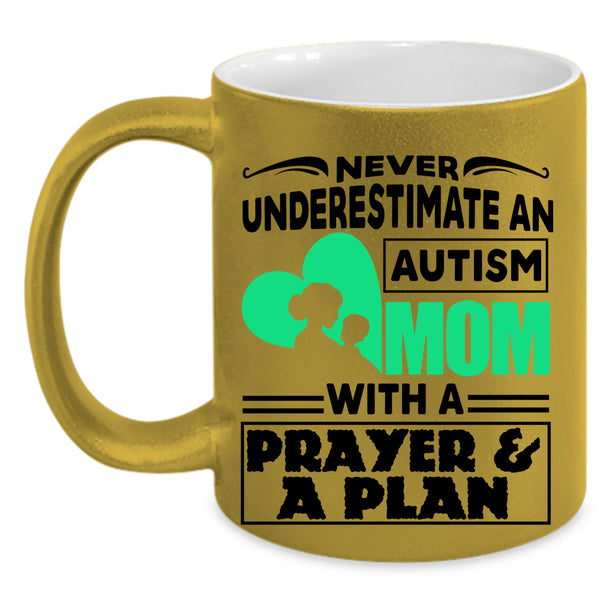 Cute Mom Coffee Mug, An Autism Mom With A Prayer And A Plan Accent Mug