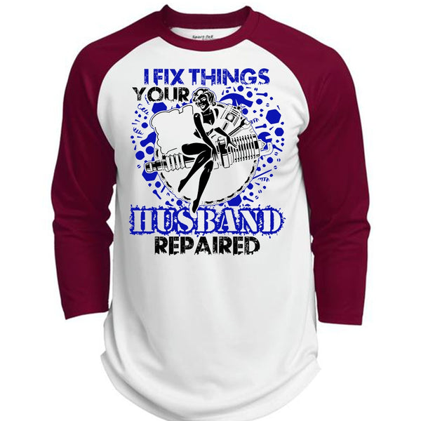 I Fix Things Husband Repaired T Shirt, I Love Mechanic T Shirt, Awesome T-Shirts  (Polyester Game Baseball Jersey)