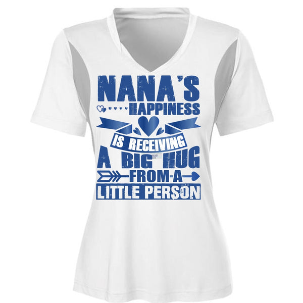 Nana's Happiness Is Receiving A Big Hug T Shirt, I Love Nana T Shirt, Cool Shirt (Ladies LS Heather V-Neck)