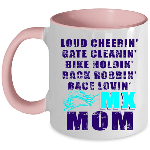 Bike Holding Race Loving Coffee Mug, Loud Cheering Gate Cleaning Accent Mug