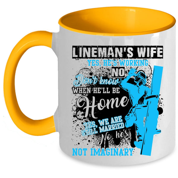 Cute Lineman's Wife Coffee Mug, Lineman's Wife Accent Mug