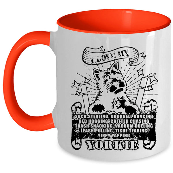 Cute Dogs Coffee Mug, I Love My Yorkie Accent Mug