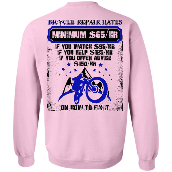 I Love Mechanic T Shirt, Bicycle Repair Rates Sweatshirt