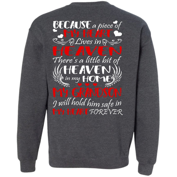 My Heart Lives In Heaven T Shirt, I Love Grandson Sweatshirt