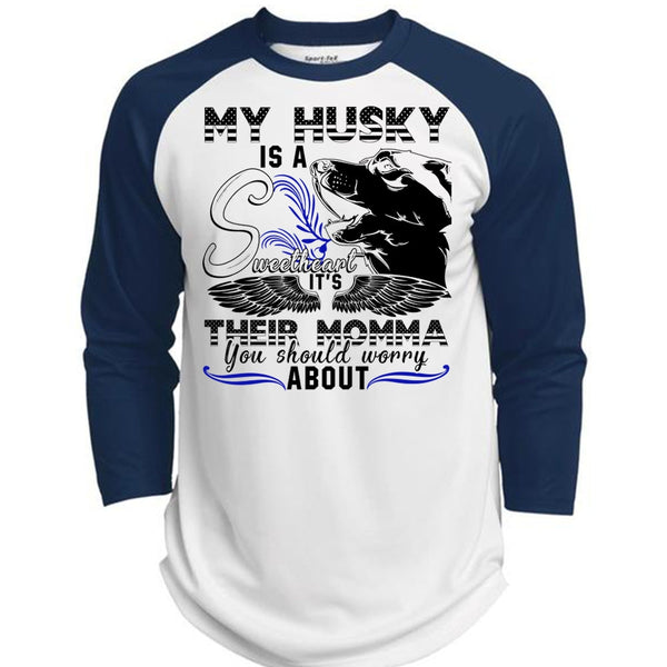 My Husky Is A Sweetheart T Shirt, I Love Husky T Shirt, Awesome T-Shirts  (Polyester Game Baseball Jersey)