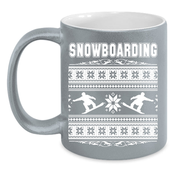 Snowboarding Coffee Mug, Merry Little Christmas Coffee Cup