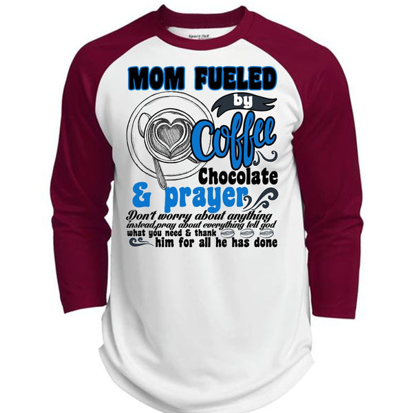 Mom Fueled By Coffee Chocolate T Shirt, I Love Coffee T Shirt, Awesome T-Shirts  (Polyester Game Baseball Jersey)