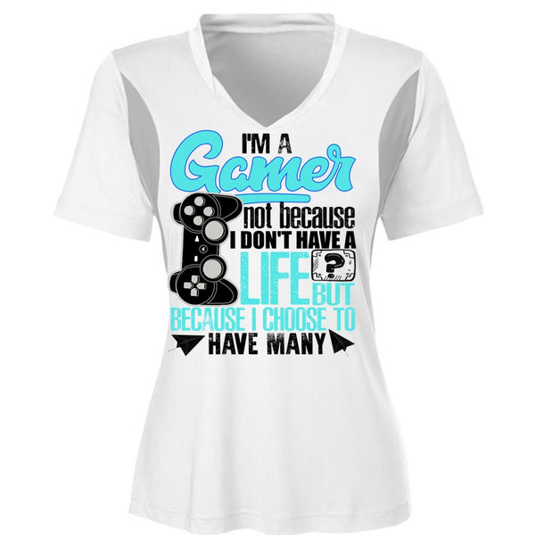 I'm A Gamer T Shirt, I Don't Have A Life T Shirt, Cool Shirt (Ladies LS Heather V-Neck)