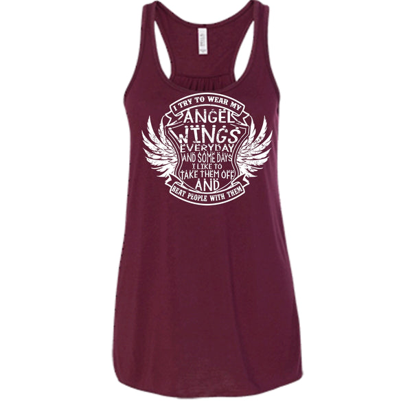 I Try To Wear My Angle Wings T Shirt, Beat People With Them Tank Top