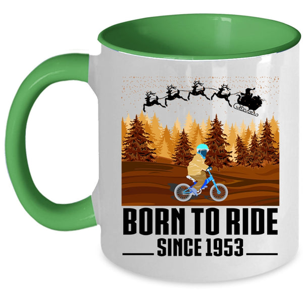 Cute Christmas Coffee Mug, Born To Ride Accent Mug