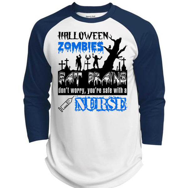Halloween Zombies Eat Brains T Shirt, Wait For Halloween T Shirt, Awesome T-Shirts  (Polyester Game Baseball Jersey)