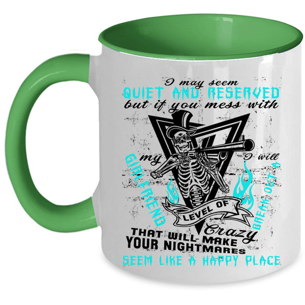 Cool Couple Coffee Mug, Don't Mess With My Girlfriend Accent Mug