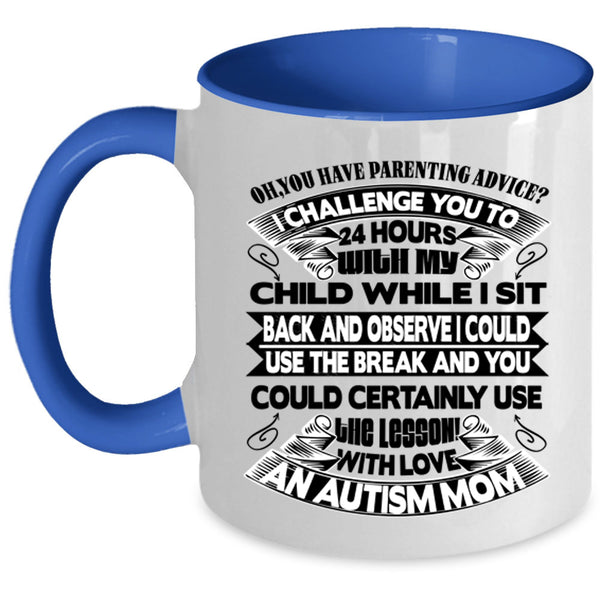 Awesome Mom Coffee Mug, With Love An Autism Mom Accent Mug