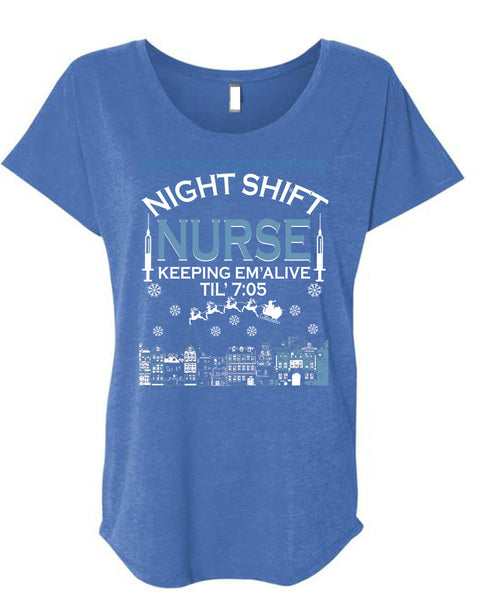 Night Shift Nurse Keeping T Shirt, This Girl Loves Christmas T Shirt, Cool Shirt (Ladies' Triblend Dolman Sleeve)