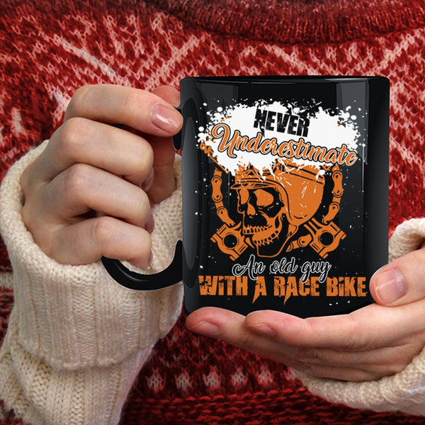 An Old Guy With A Race Bike Coffee Mug, Awesome Race Biker Coffee Cup