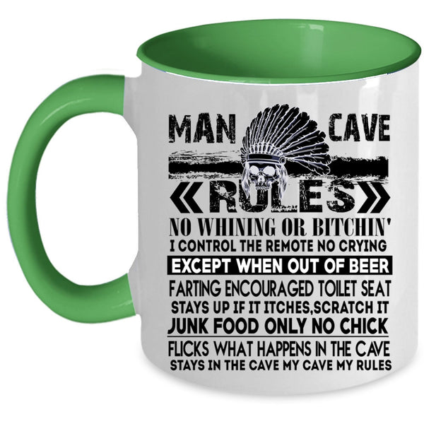 My Funny Husband Coffee Mug, Man Cave Rules Accent Mug
