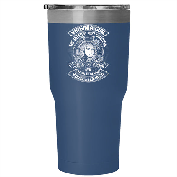 Virginia Girl Tumbler 30 oz Stainless Steel, The Sweetest Most Beautiful Loving Girl Travel Mug
