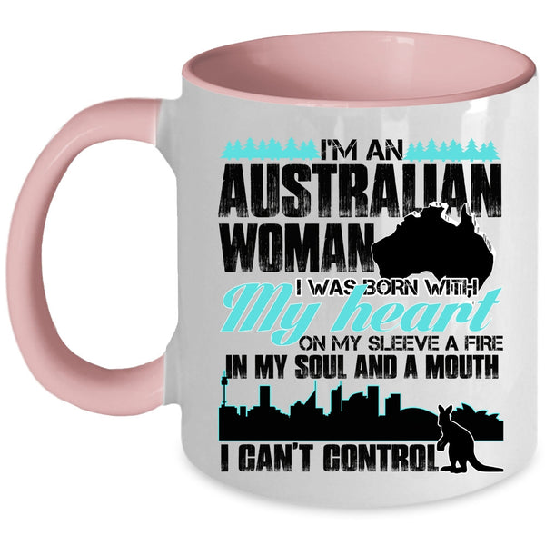 I Was Born With My Heart Coffee Mug, I'm An Australian Woman Accent Mug