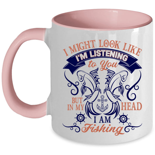 Outdoor Coffee Mug, In My Head I Am Fishing Accent Mug