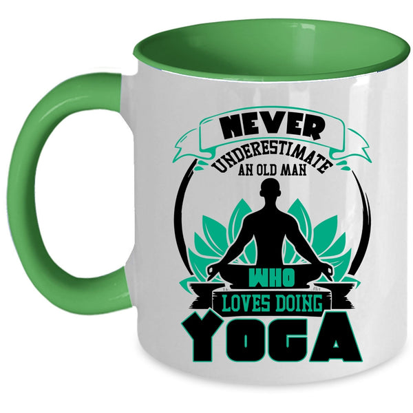 Cool Grandpa Coffee Mug, An Old Man Loves Doing Yoga Accent Mug