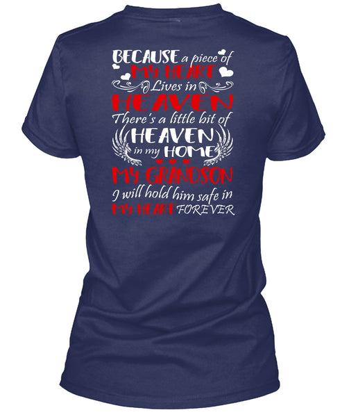 Heaven In My Home My Grandson T Shirt, My Heart Lives In Heaven T Shirt