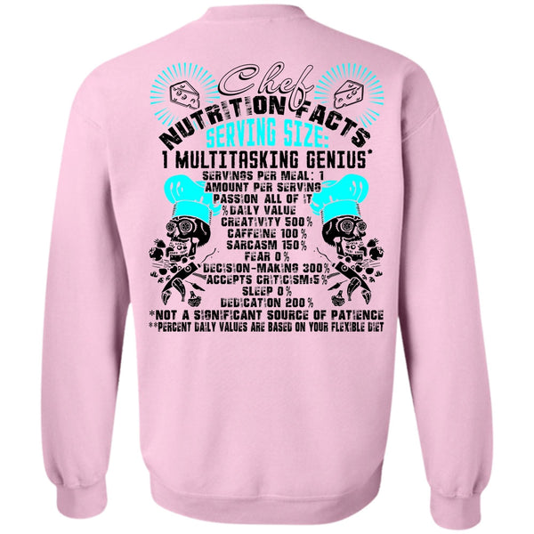 I Love Cooking T Shirt, Chef Nutrition Facts Sweatshirt