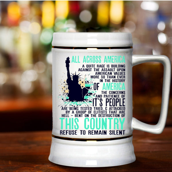 Cool Gift For Veterans Beer Stein 22oz, All Across America Beer Mug