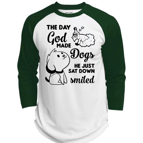 The Day God Made Dogs He Just Sat Down Smiled T Shirt, Favorite T Shirt, I Love Dog T Shirt  (Polyester Game Baseball Jersey)