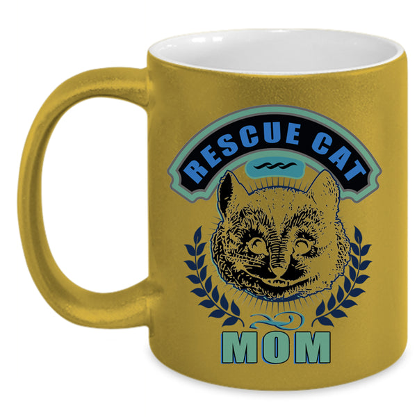 Cool Gift For Mom Coffee Mug, Rescue Cat Mom Accent Mug