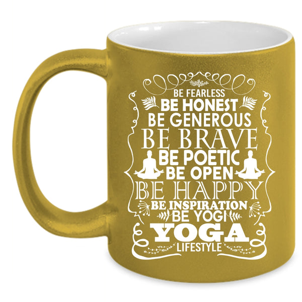 Be Happy Be Yogi Coffee Mug, Yoga Lifestyle Coffee Cup