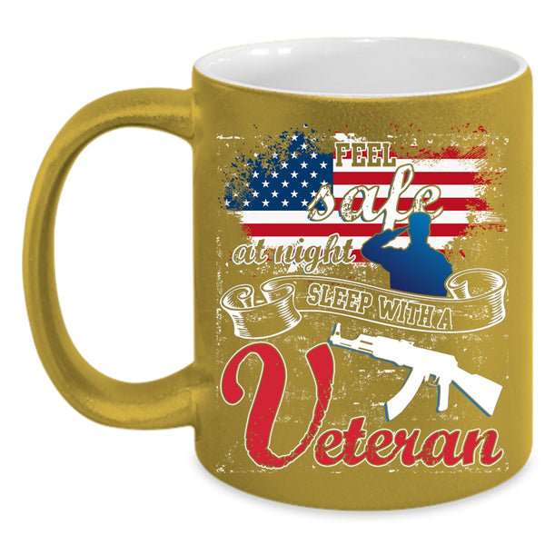 Feel Safe At Night Sleep With A Veteran Coffee Mug, American Flag Coffee Cup
