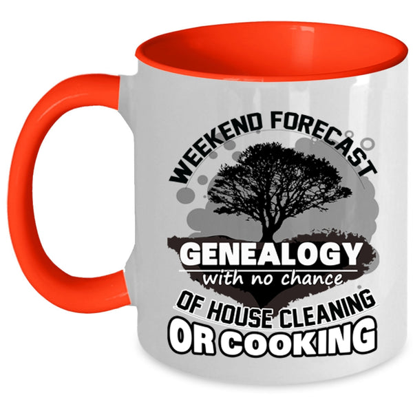 Funny Family Coffee Mug, Weekend Forecast Genealogy Accent Mug