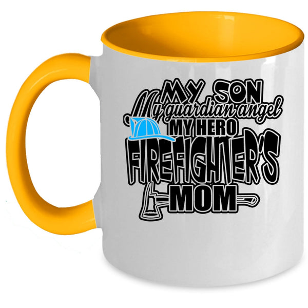 Firefighter's Mom Coffee Mug, My Son My Guardian Angel Accent Mug
