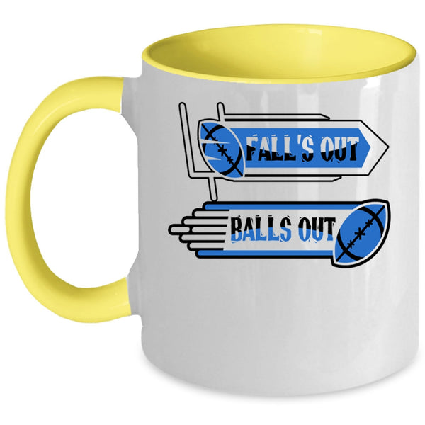 Funny Rugby Players Coffee Mug, Fall's Out Balls Out Accent Mug