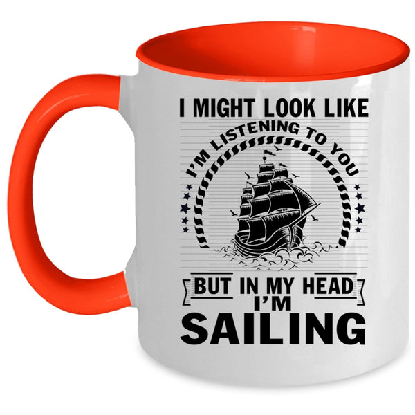 Outdoor Coffee Mug, In My Head I'm Sailing Accent Mug