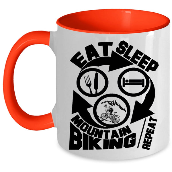 I Love Mountain Biking Coffee Mug, Eat Sleep Mountain Biking Accent Mug