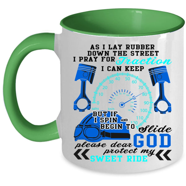 Funny Gift For Trucker Coffee Mug, I Pray For Traction Accent Mug