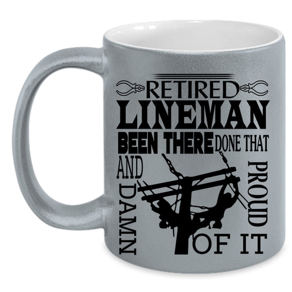 Awesome Retirement Coffee Mug, Retired Lineman Accent Mug